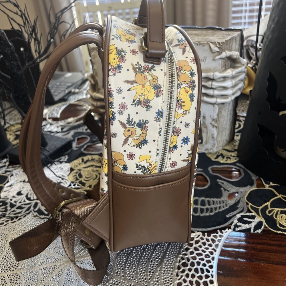 Loungefly Pokemon Pikachu and Eevee Love Floral Mini Backpack - Picture 3 of 12